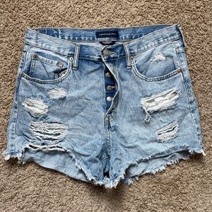 Aeropostale '90s High-Rise Denim Cutoff Shorts Light Denim Destructed Size 12